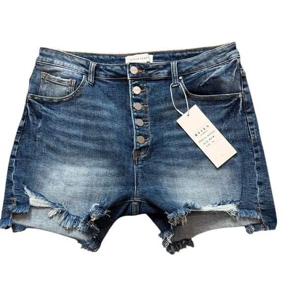 Risen Denim Button Fly Shorts - Picture 1 of 7